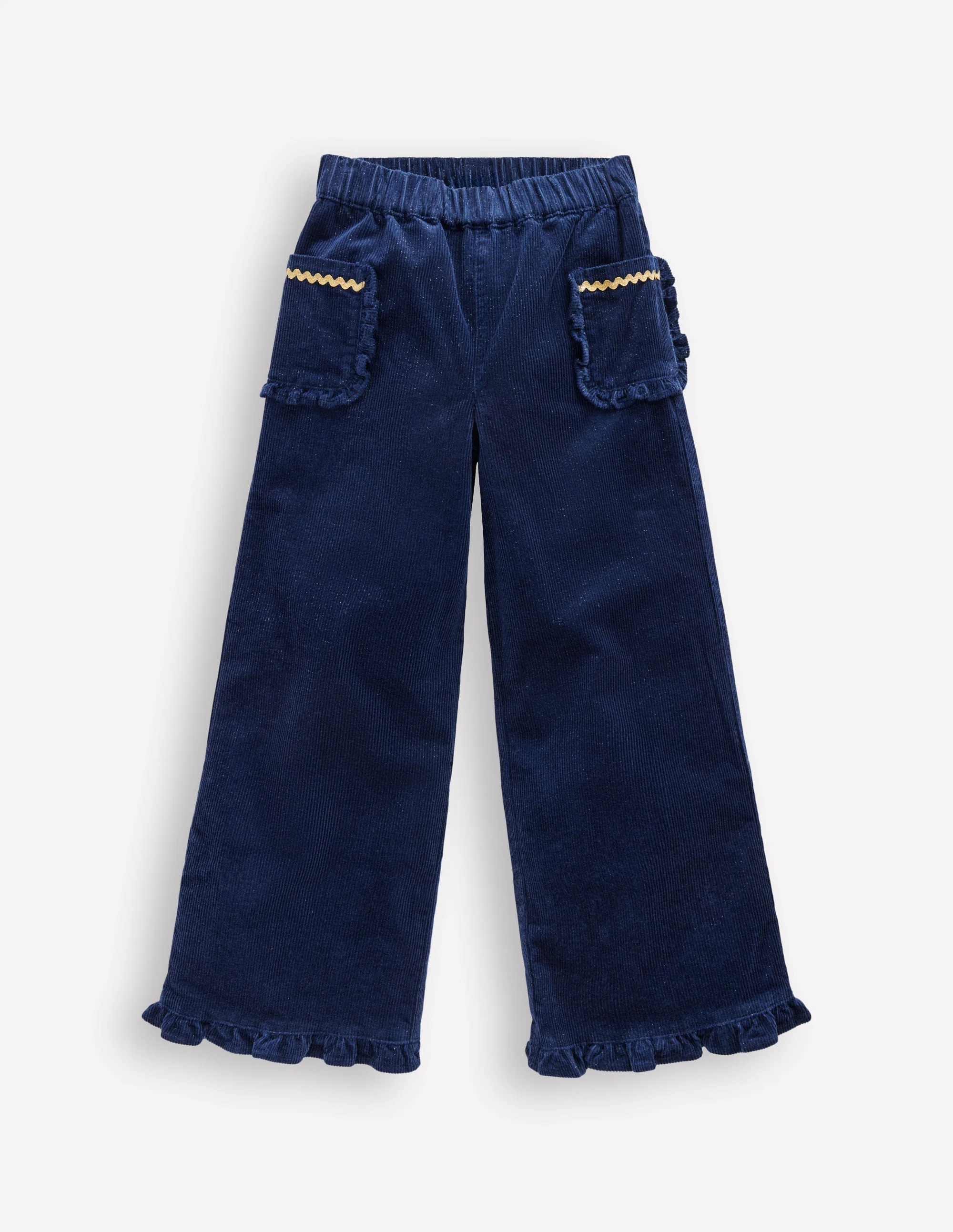 Cord Frill Pull On Pants-Navy Sparkle | Boden (US)