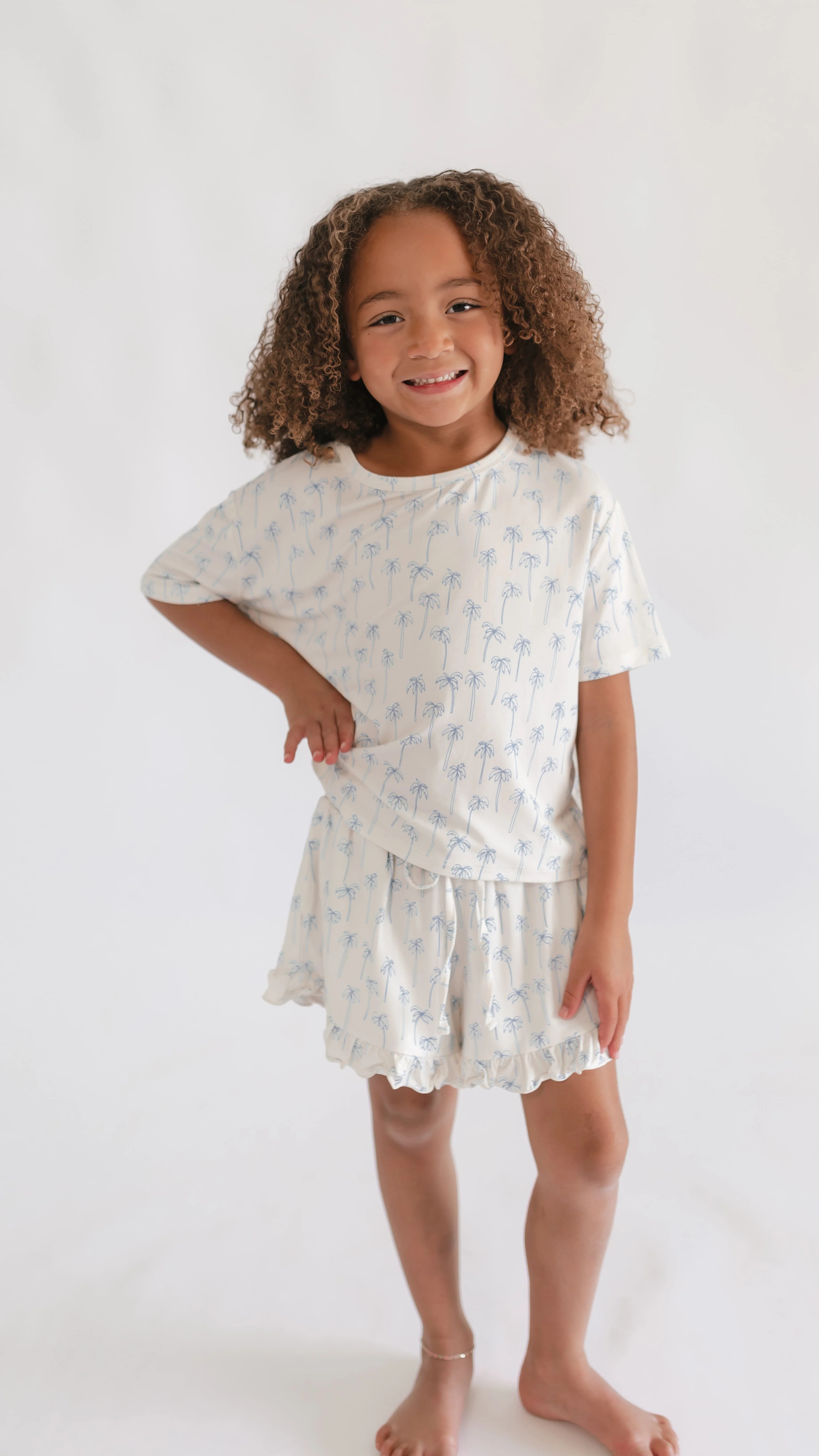 Girls Ruffle Set in Palm Trees | Silks Design
