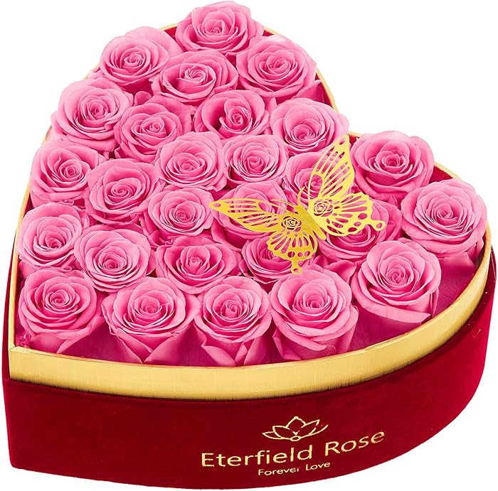 Eterfield 27 Forever Flowers in Heart Shape Box, Valentines Day Preserved Roses That Last Over a ... | Amazon (US)