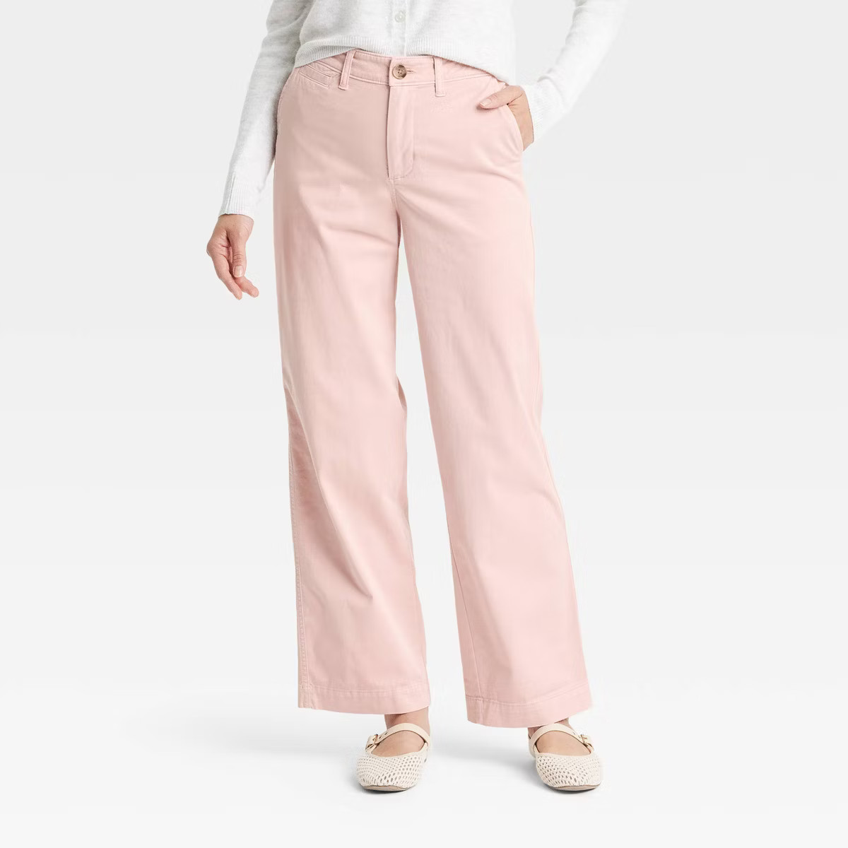 Women's Mid-Rise Straight Leg Relaxed Chino Pants - Universal Thread™ Light Pink 8 Long | Target