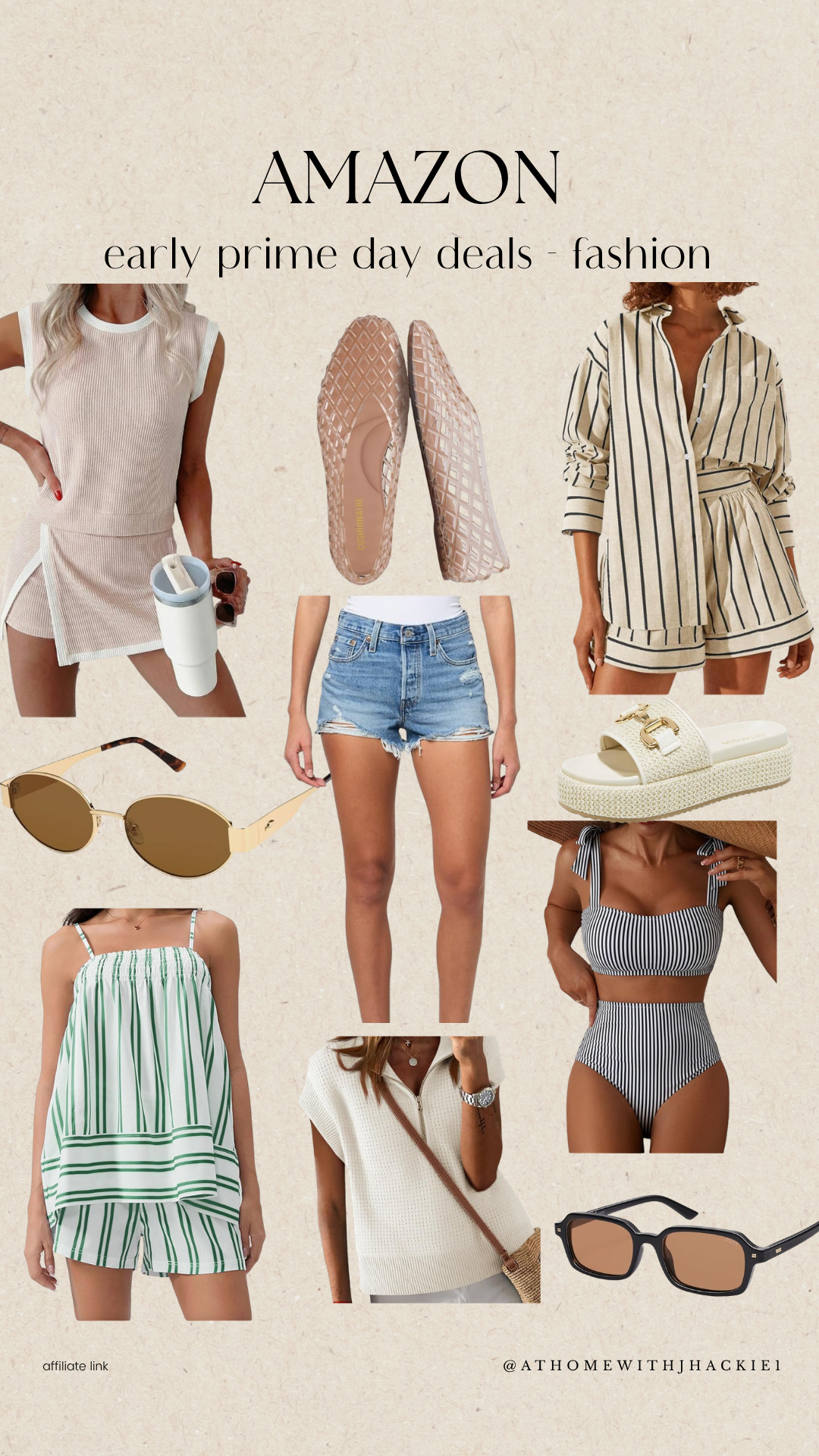 Amazon Early Prime Day Deals – Fashion, Amazon fashion finds, Amazon style, summer fashion, women's summer outfits, affordable fashion finds, striped matching set, lounge set, denim shorts, summer sandals, woven flats, one piece swimsuit, striped romper, sleeveless sweater vest, oversized sunglasses, vacation outfits, resort wear, beach vacation style, capsule wardrobe, casual summer style, neutral fashion, Amazon clothing, summer wardrobe essentials, trendy Amazon finds

#LTKgrwm #LTKootd #LTKSaleAlert