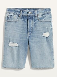 High-Waisted Button-Fly O.G. Straight Distressed Cut-Off Jean Shorts for Women -- 9-inch inseam | Old Navy (US)