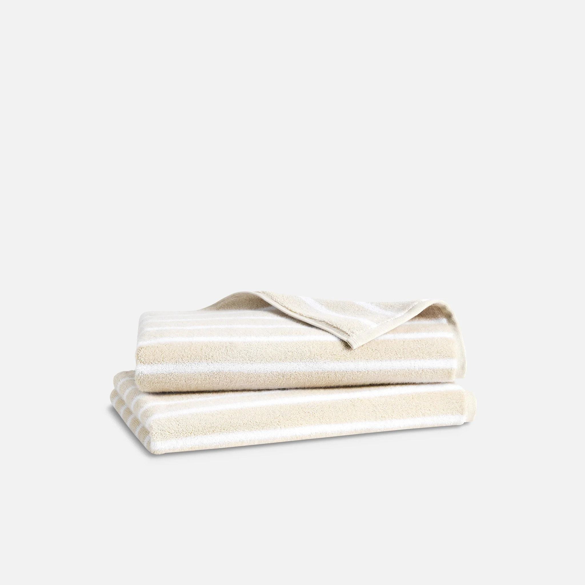 Brooklinen Super-Plush Turkish Cotton Hand Towels Set of 2 in Striped Stone | Brooklinen