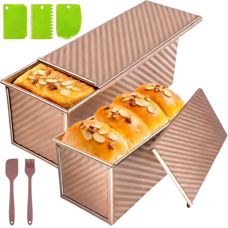 Yalumo Pullman Loaf Pan with Lid, 2-Pack Nonstick Bread Pans 1 LB & 0.5 LB, Rectangular Sandwich ... | Walmart (US)