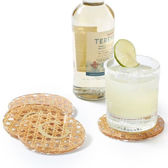 Rattan Caning and Acrylic Coasters, Set of 4 | Mark and Graham