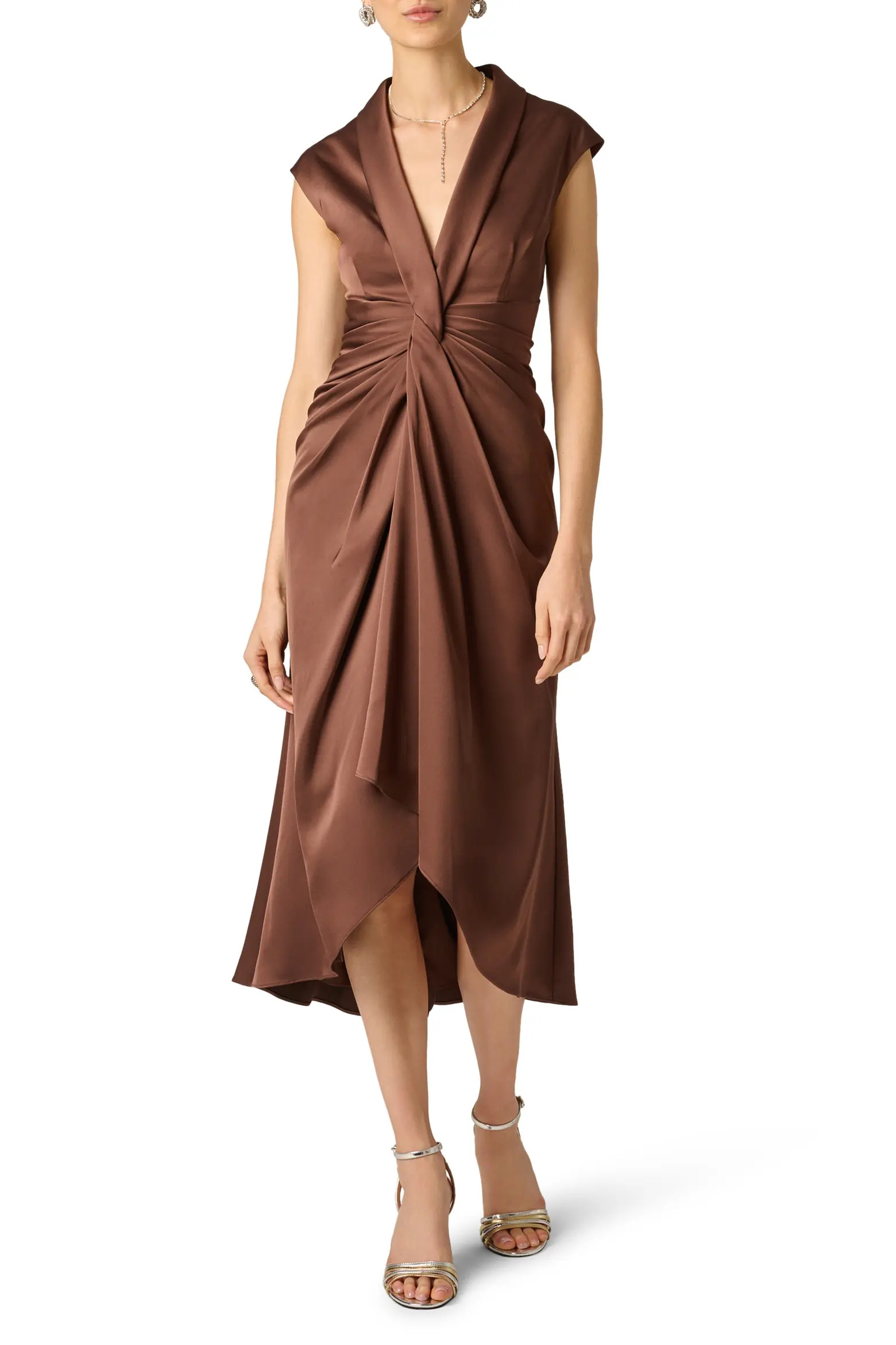 Aidan Mattox Crepe Back Satin Midi Dress (Women) | Nordstrom | Nordstrom