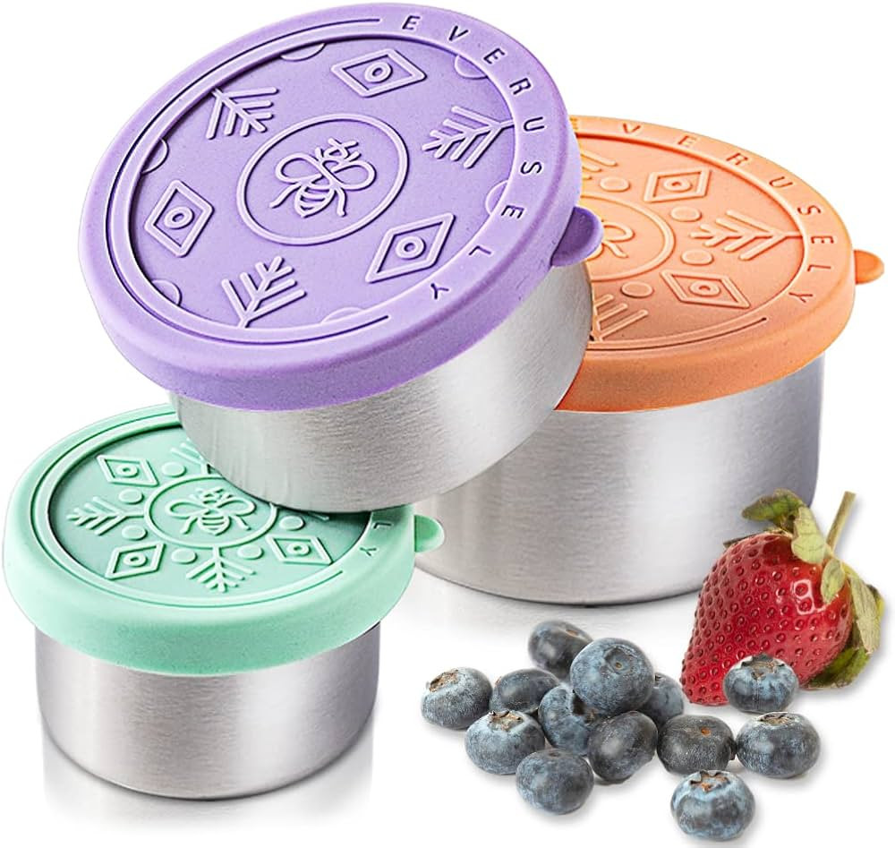 Everusely Small Stackable Toddler Snack Containers for Kids (13oz/6oz/3oz), Leak-Proof Stainless ... | Amazon (US)