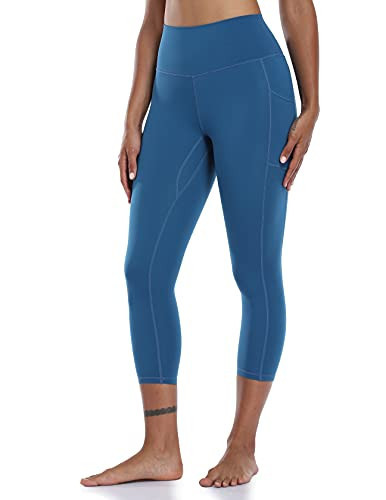 Colorfulkoala Women's High Waisted Yoga Capris 21" Inseam Leggings with Pockets (M, Classic Blue) | Amazon (US)