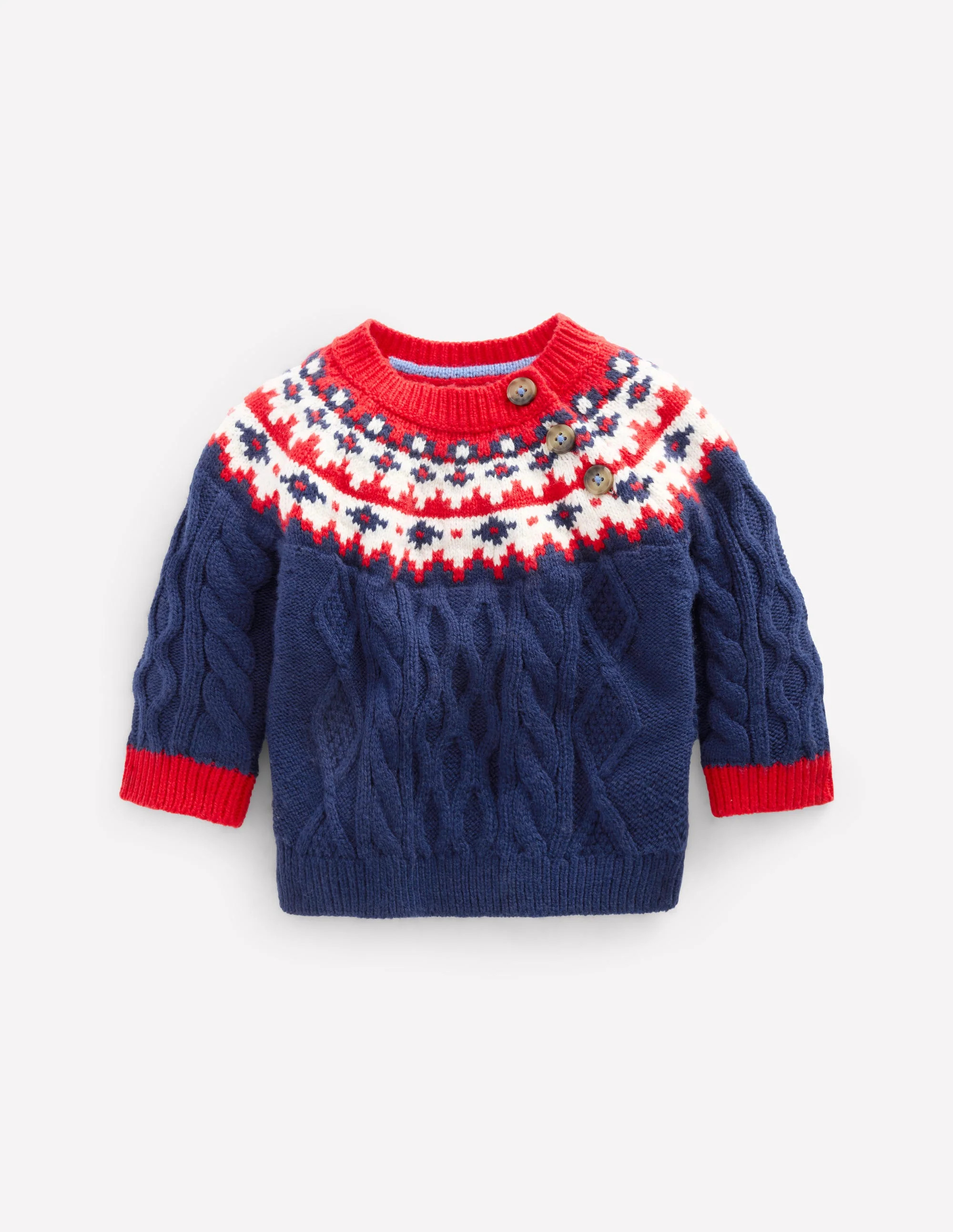 Fair Isle Cable Sweater-College Navy Fair Isle | Boden (US)
