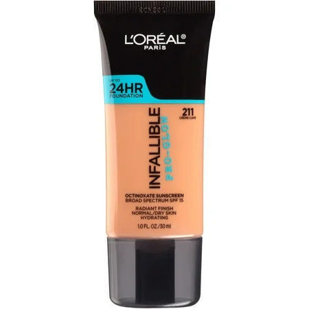 L Oreal Paris Liquid Foundation Infallible Pro-Glow SPF Hydrating Foundation Creme Cafe 1 fl oz | Walmart (US)