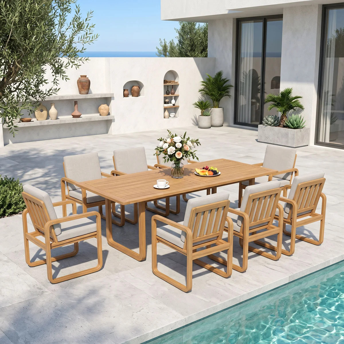 8 - Person  Outdoor Dining Set With Umbrella Hole | Wayfair North America