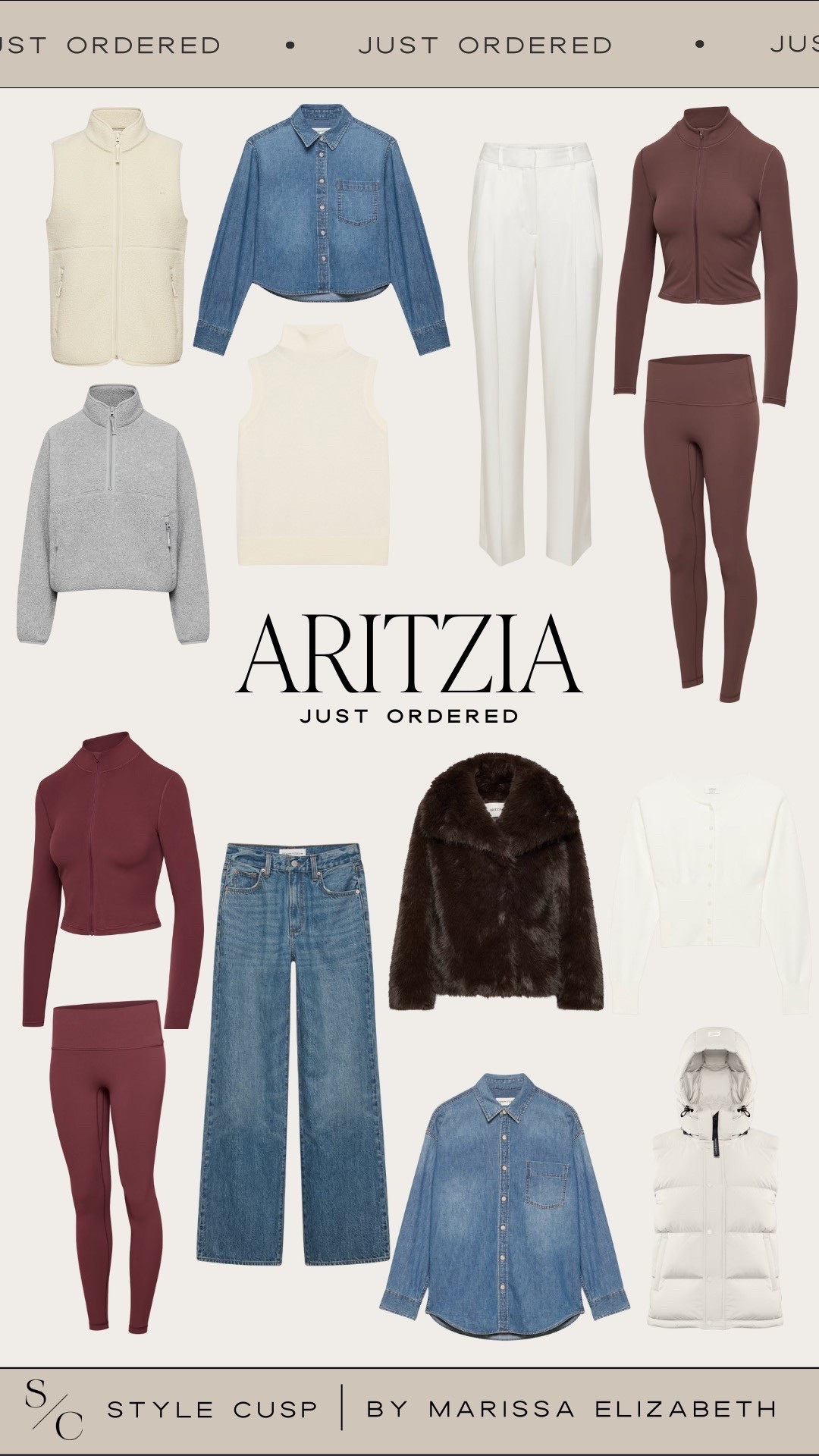 What I just ordered from Aritzia 🛒

mockneck vest (medium), 1/2 zip sweater (medium), turtleneck tank (small), butter limit zip- up (small), hi rise legging (size 4), 80’s denim shirt (medium), hi rise wide leg Jean (27 regular), go lightly cardigan (small), effortless pant (size 4), st. mortiz coat (small), supper puff vest (small), comfy waist denim shirt (medium), ritual blouse 

#LTKootd #LTKStyleTip