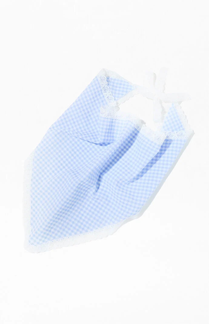 Dolly Gingham Lace Headscarf in Blue | PacSun