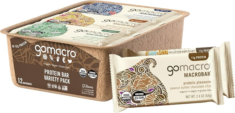 GoMacro MacroBar Organic Vegan Protein Bars - Protein Variety Pack (2.3-2.4 Ounce Bars, 12 Count) | Amazon (US)