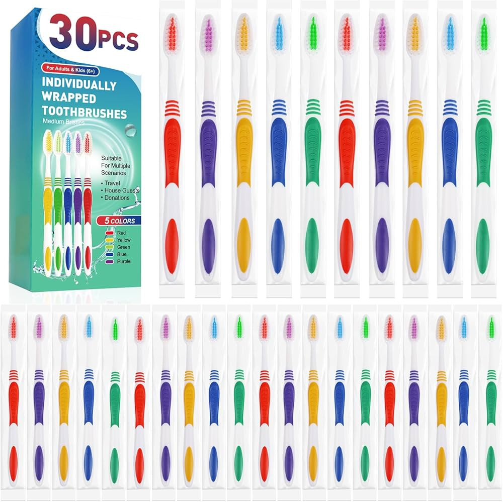 Navona 30 PCS Premium Individually Wrapped Bulk Toothbrush Pack, Disposable Toothbrushes, Kids To... | Amazon (US)
