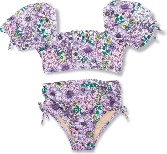 Kids' Floral High Waist Two-Piece Swimsuit | Nordstrom