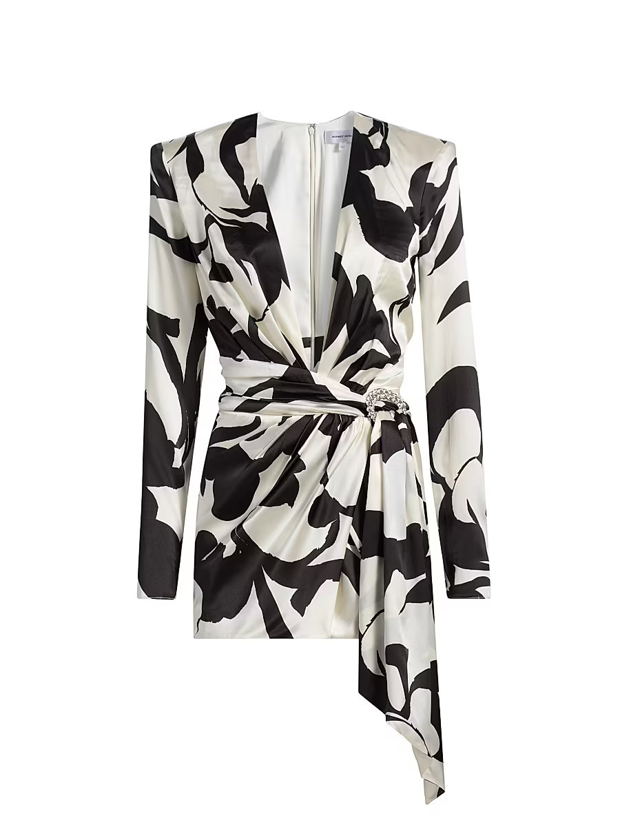 Women's Kit Abstract Belted Minidress - Black Ivory - Size Small | Saks Fifth Avenue