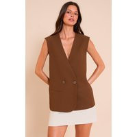 Brown Boxy Oversized Vest | PrettyLittleThing US