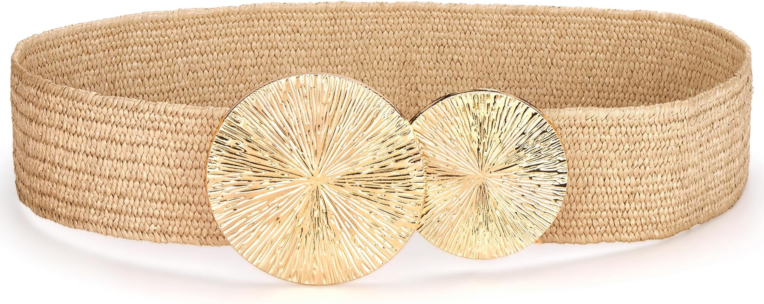 Women Elastic Braided Boho Belt Vintage Stretch Rattan Straw Woven Wide Belts Ladies Summer Dress... | Amazon (US)