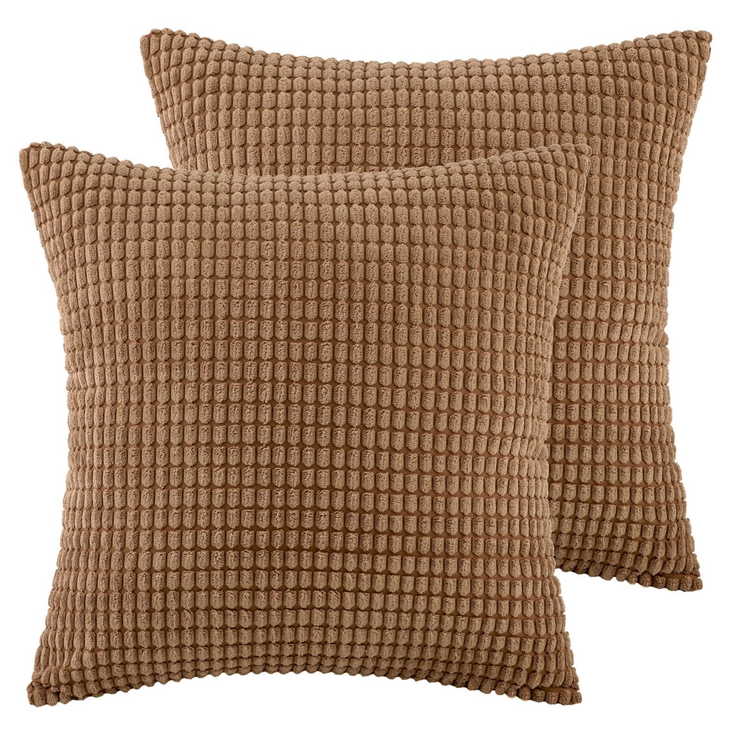 Soft Corduroy Corn Striped Velvet Series Decorative Throw Pillow, 20" x 20", Brown, 2 Pack | Walmart (US)