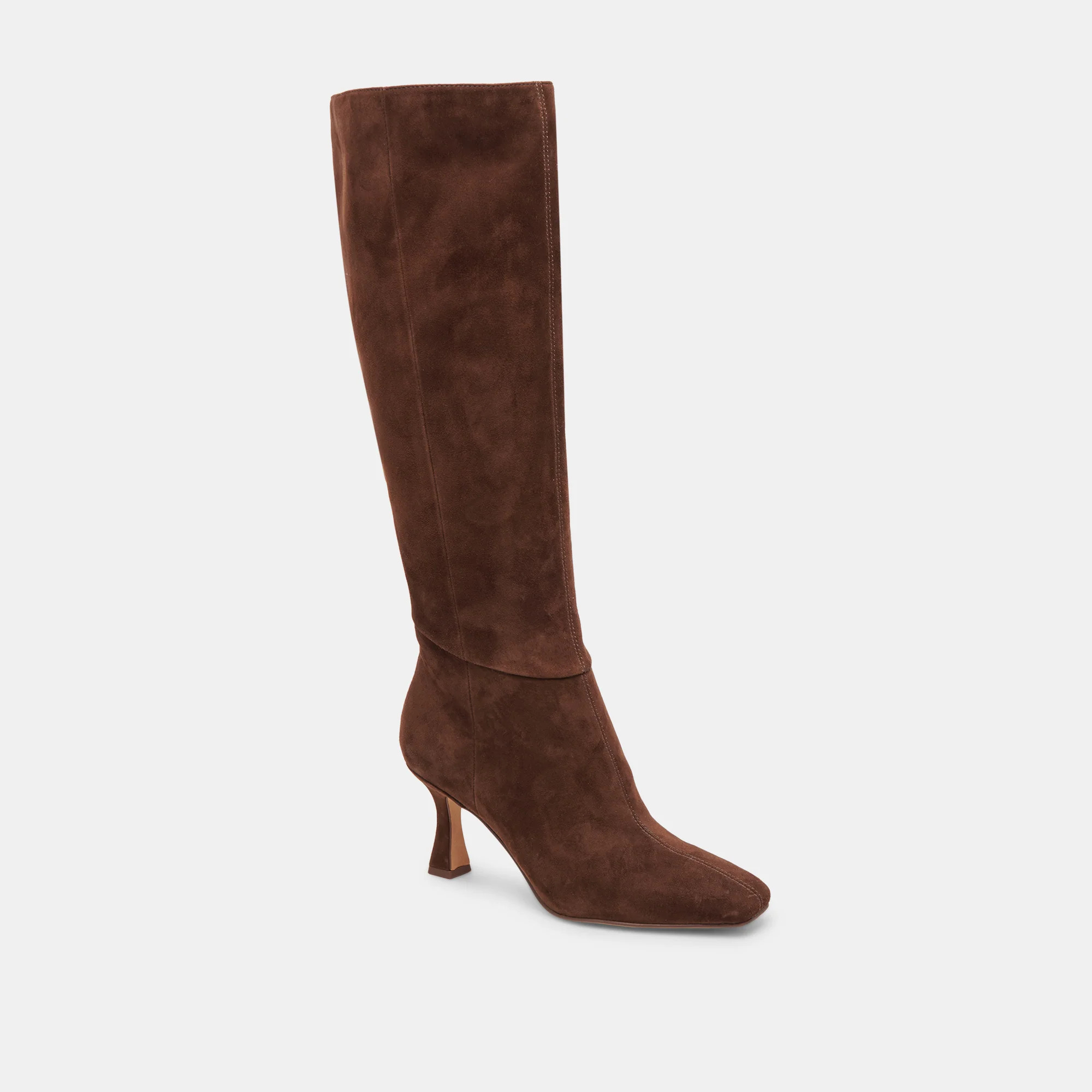 GYRA WIDE CALF BOOTS DK BROWN SUEDE | DolceVita.com
