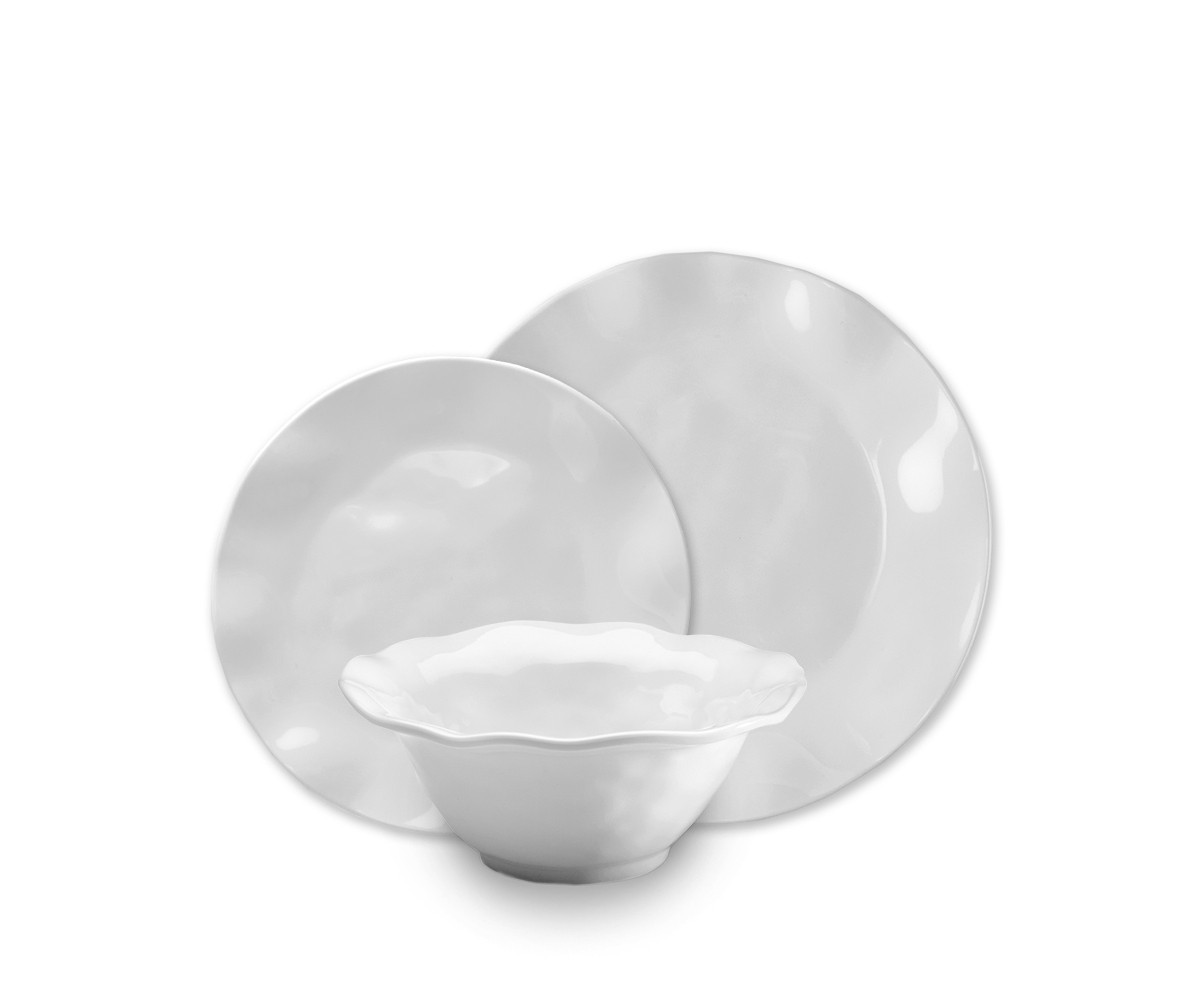Q Squared Melamine Ruffle Round 12 Pc. Set, Service for 4 - White | Macy's