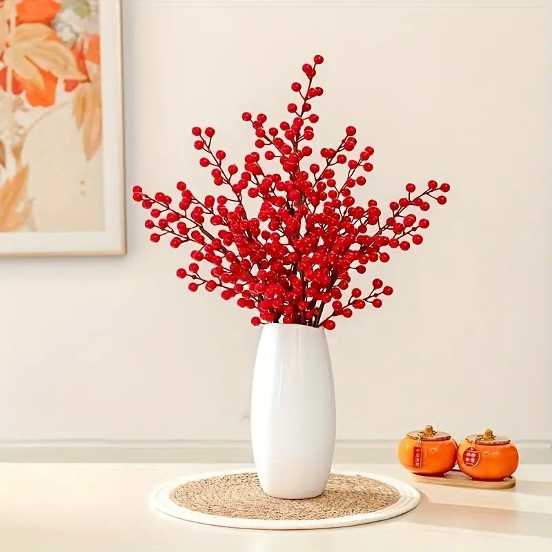 6pcs Artificial Red Artificial Berries Branch - Perfect For Festivals, Chinese New Year And Sprin... | Temu Affiliate Program