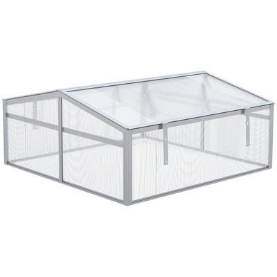 Outsunny 39" Aluminum Vented Cold Frame Mini Greenhouse Kit with Adjustable Roof, Polycarbonate Panels, & Strong Design, Silver | Target