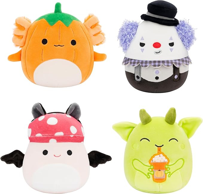 Squishmallows Original 5-Inch Halloween 4-Pack – Gabin Pumpkin Axolotl, Fitzy Goblin Holding La... | Amazon (US)
