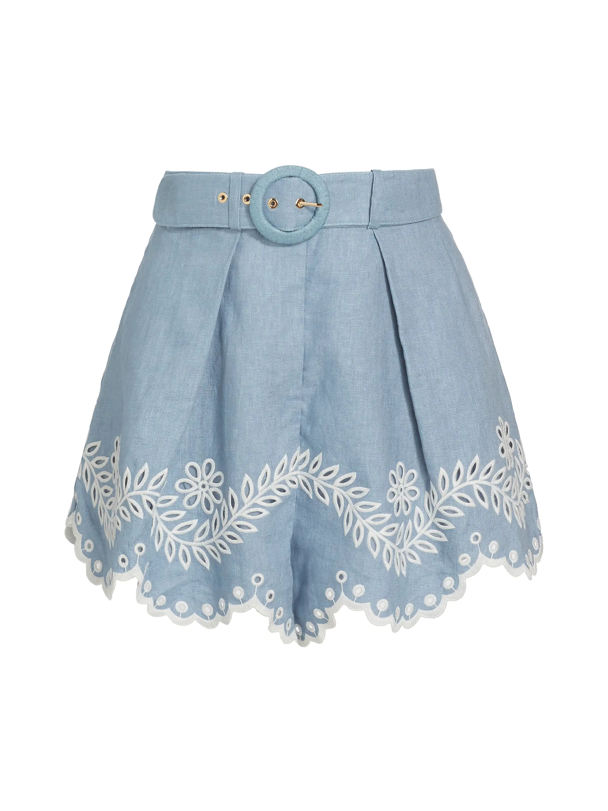 Junie Embroidered Linen Shorts | Saks Fifth Avenue