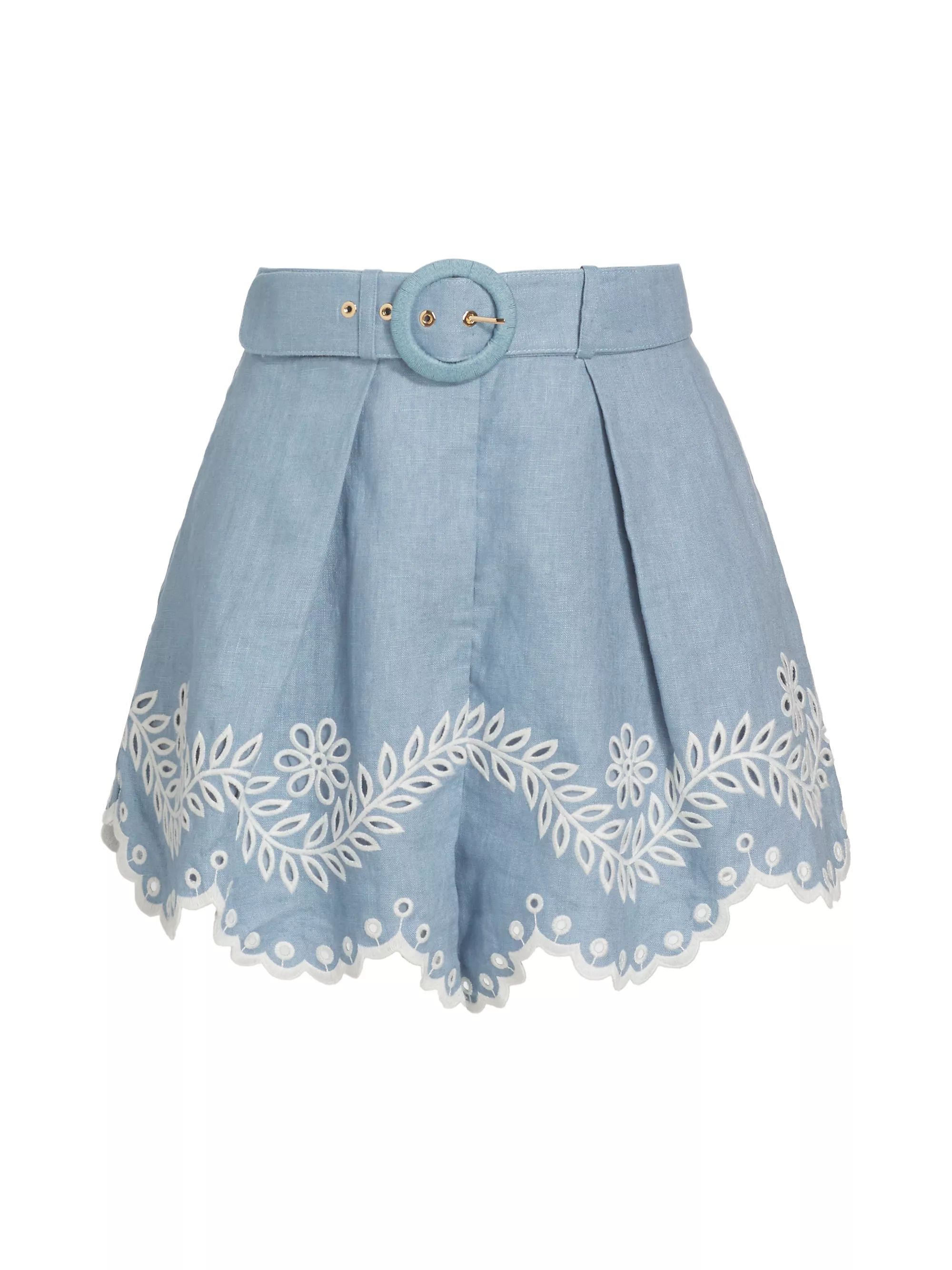 Junie Embroidered Linen Shorts | Saks Fifth Avenue