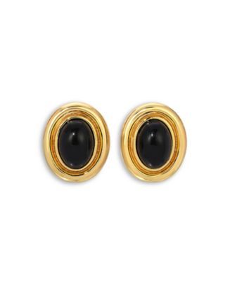 Prize Black Oval Stud Earrings in 18K Gold Plated | Bloomingdale's (US)