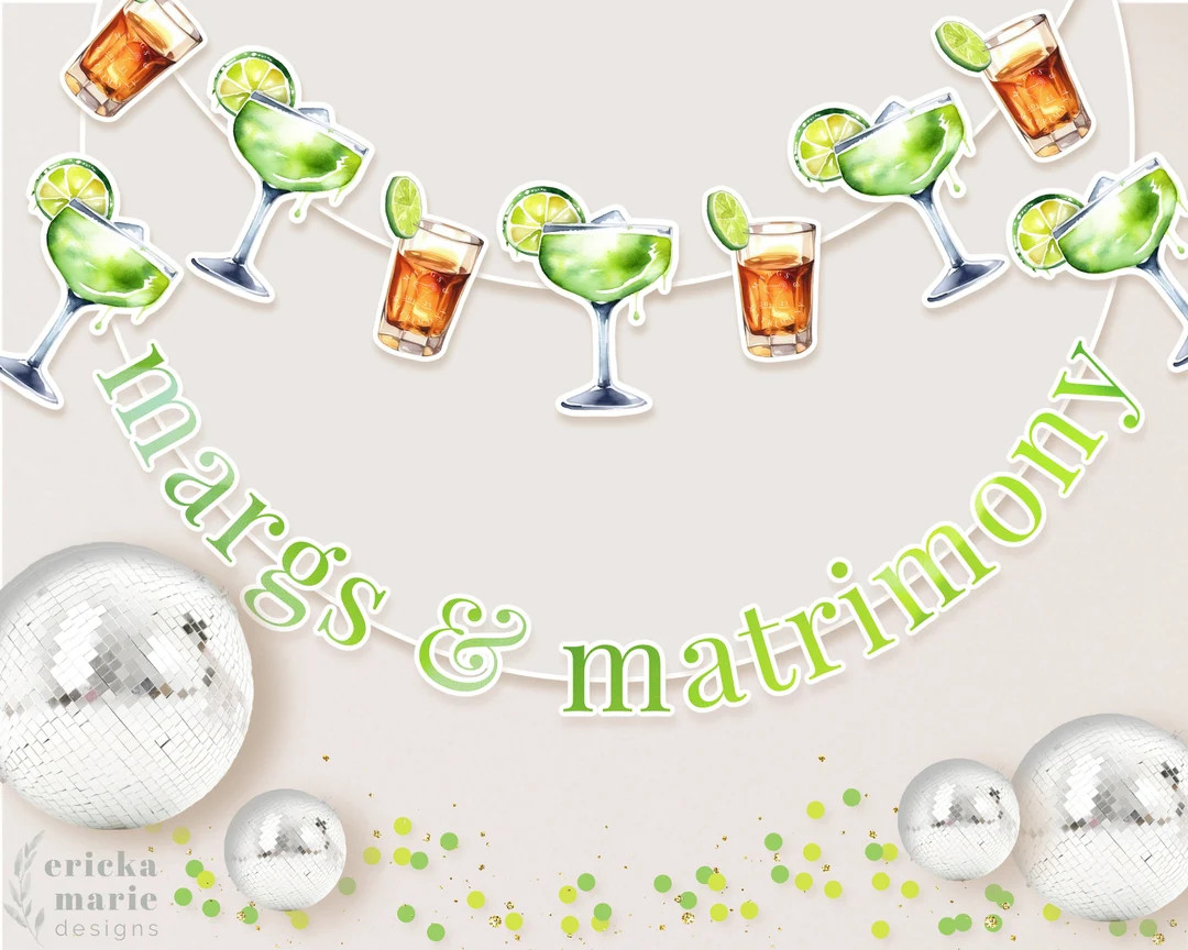Margs and Matrimony Margaritas and Tequila Garland - Etsy | Etsy (US)