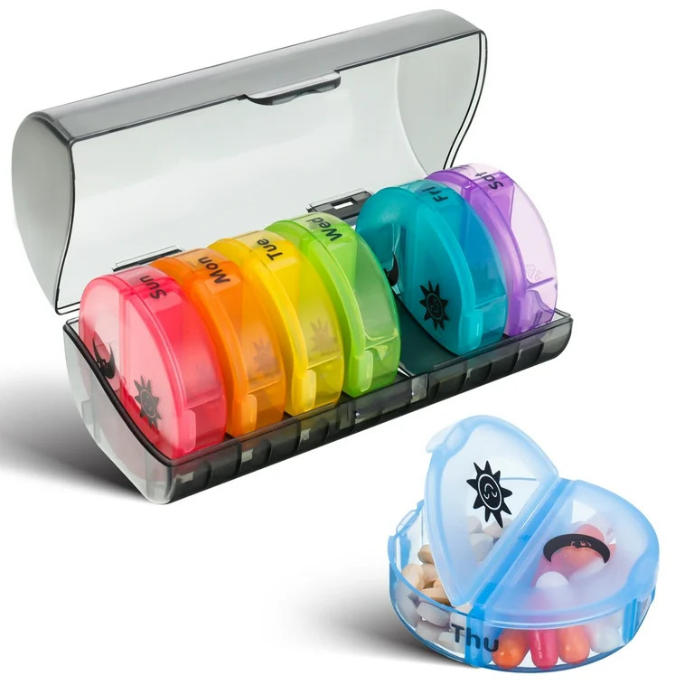 BUBABOX Vitamin Pill Box Organizer, Vitamin Carrier, Pill Organizer Am Pm, Large Pill Daily Conta... | Walmart (US)