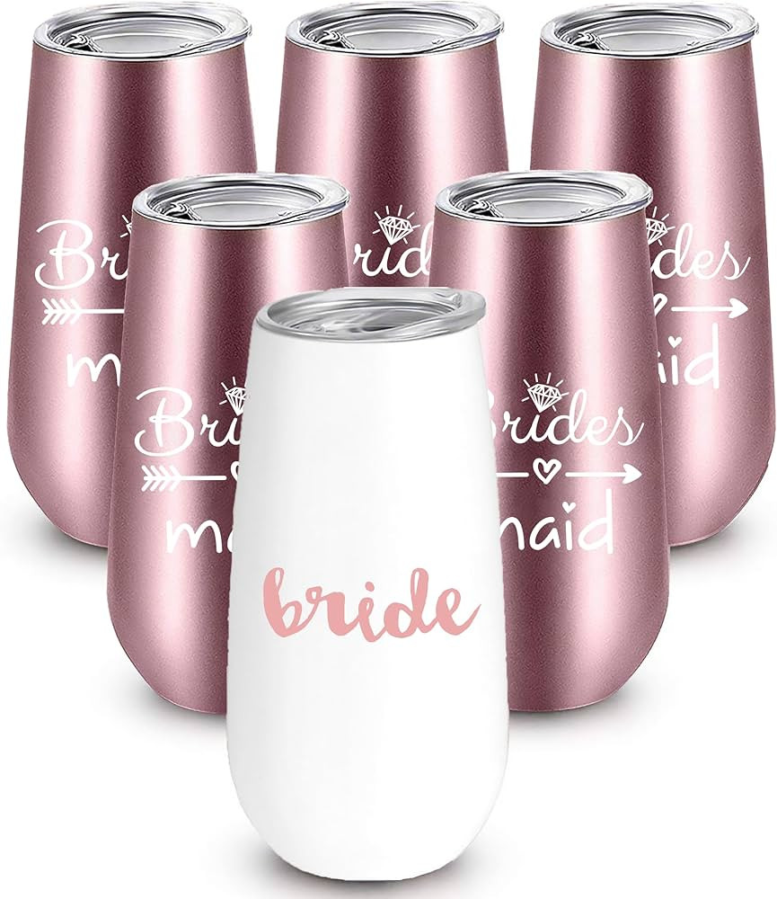 Bride to Be Champagne Flute | 6 oz Bride Tribe Stainless Steel Wine Tumblers | Engagement Wedding... | Amazon (US)