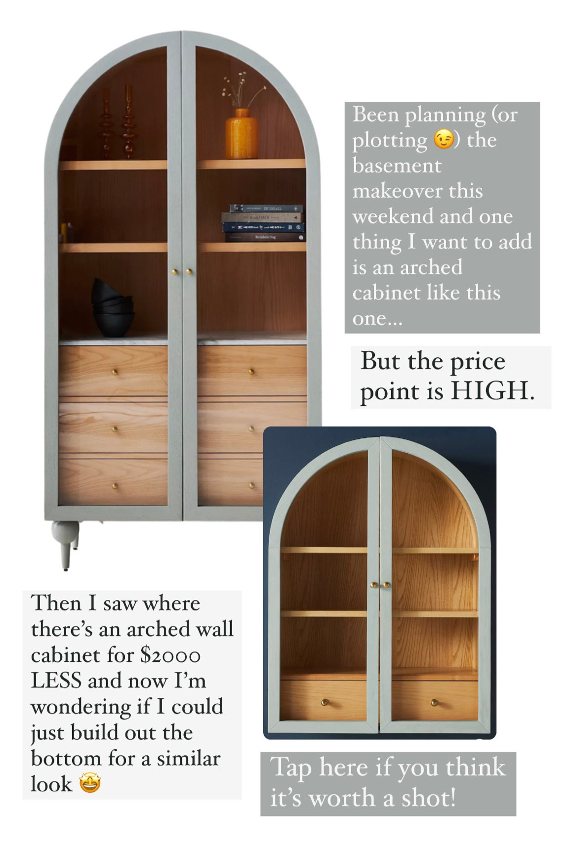 Arched cabinet + wall cabient options!



#LTKstyletip #LTKFind #LTKhome