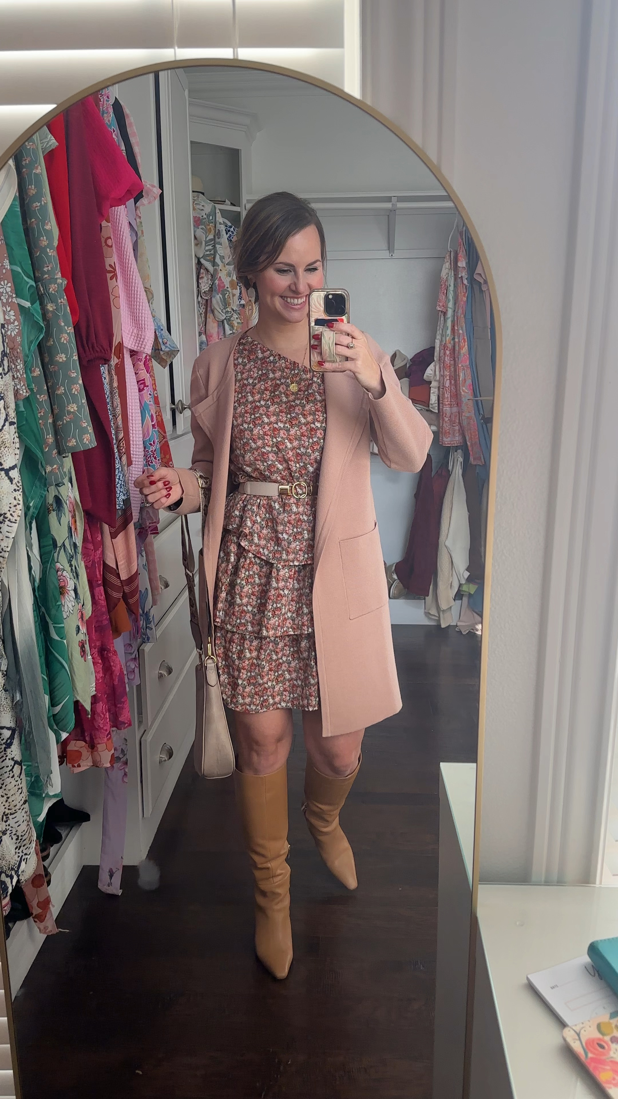 What I wore to church! Love this long coat /cardigan— it is so similar to the J.Crew coatigan but for a fraction of the price! Paired it with this floral dress, gorgeous Sam Edelman knee-high boots, belts and gold coin compass necklace. Would be really cute for teachers, work outfit, Valentine’s Day outfit, brunch, workwear  look, etc 



#LTKHoliday #LTKWatchNow #LTKParties