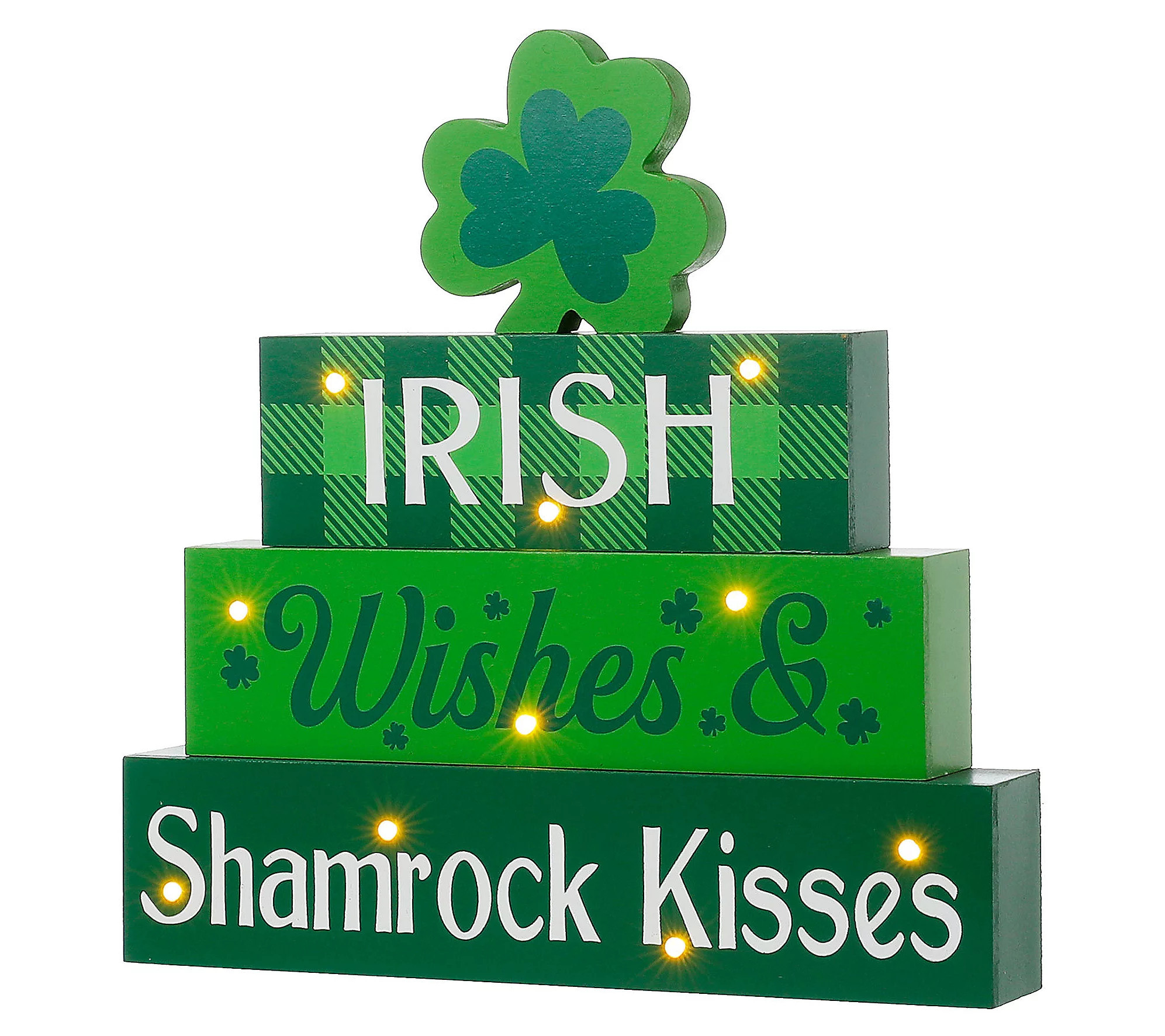 Glitzhome LED Lighted St. Patricks Stack o' Blo ks Table Decor | QVC
