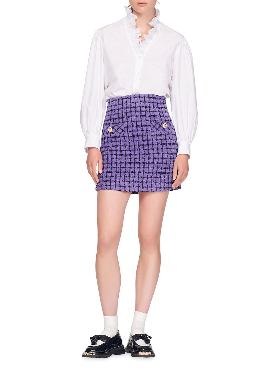 Women's Clarinette Tweed A-Line Mini Skirt - Purple Black - Size 2 - Purple Black - Size 2 | Saks Fifth Avenue