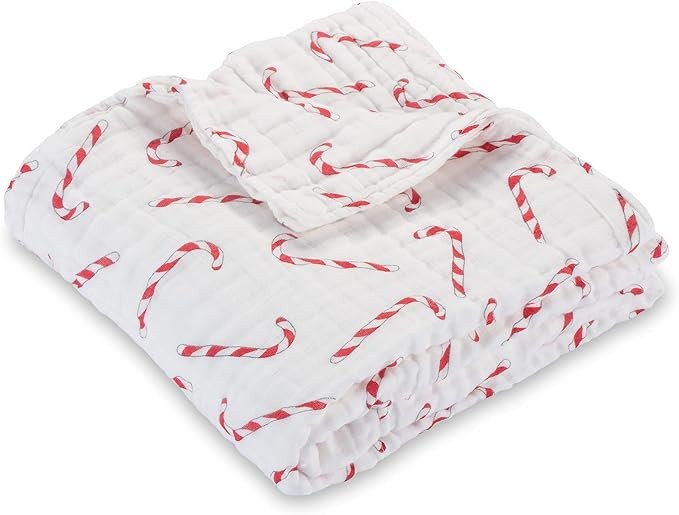 LollyBanks 100% Cotton Muslin Quilt, Large Christmas Candy Cane Throw | Boy, Girl or Gender Neutr... | Amazon (US)