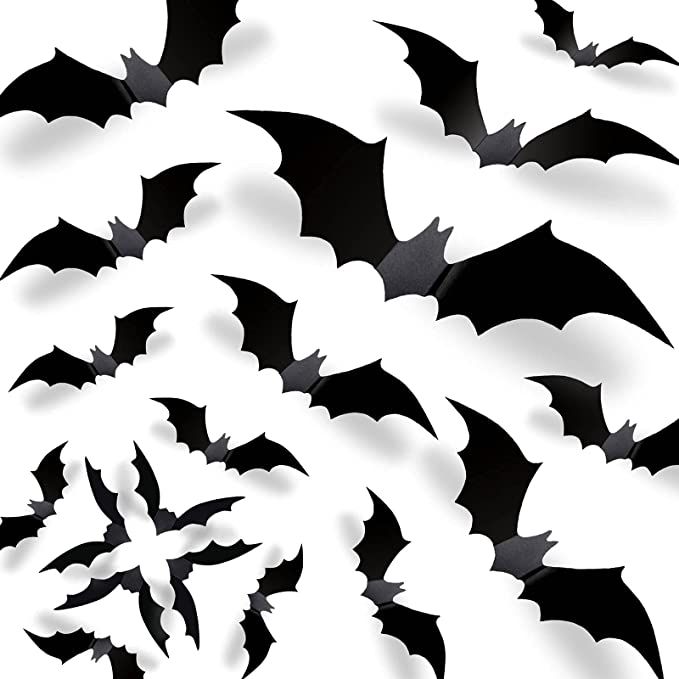 CESOF Halloween 3D Bats Decorations 2022 Upgraded, 70 Pcs 5 Sizes Reusable PVC Scary Matte Black ... | Amazon (US)
