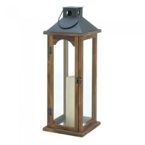 LARGE SIMPLE METAL TOP WOODEN LANTERN | Walmart (US)