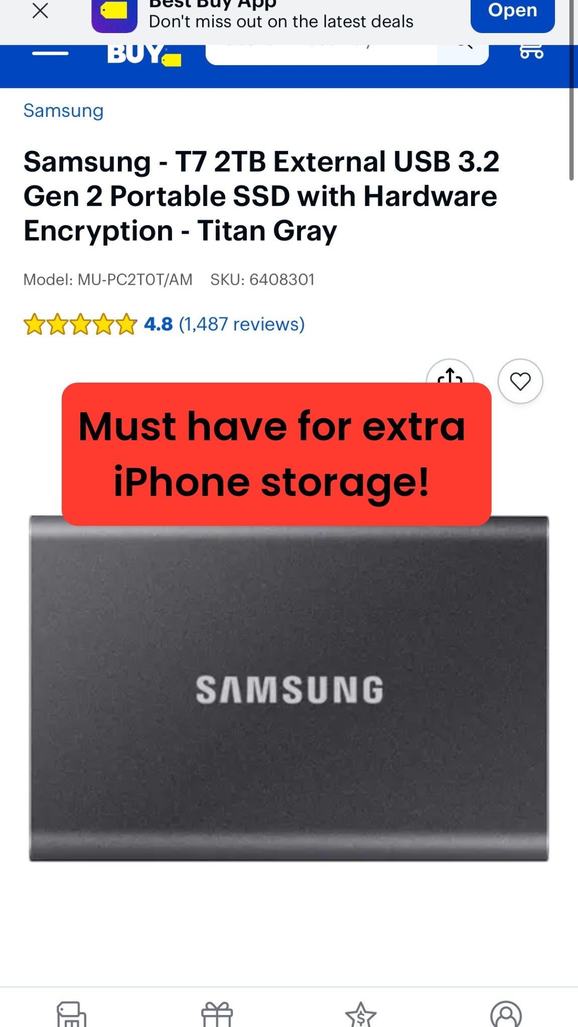 Must have extra iPhone storage for  for content creators . iPhone storage. SSD storage. Amazon tech finds. Tech finds. Best Buy. SanDisk 4TB Extreme Portable SSD - Up to 1050MB/s, USB-C, USB 3.2 Gen 2, IP65 Water and Dust Resistance, Updated Firmware - External Solid State Drive - SDSSDE61-4T00-G25 

Amazon tech. #amazontechfinds #iphonestorage #iphone #ssd #iphonessd #contentcreatorfinds 

#LTKSaleAlert #LTKSummerEdit #LTKFamily