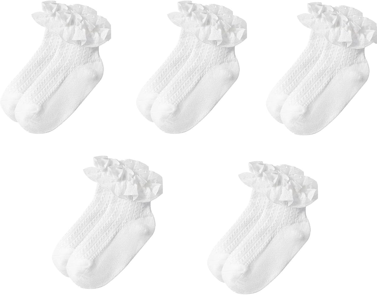Toddler Girl Socks Toddler Ruffle Sock Girls 2t-3t Baby Infant Dress Lace White Frilly Ruffle Soc... | Amazon (US)