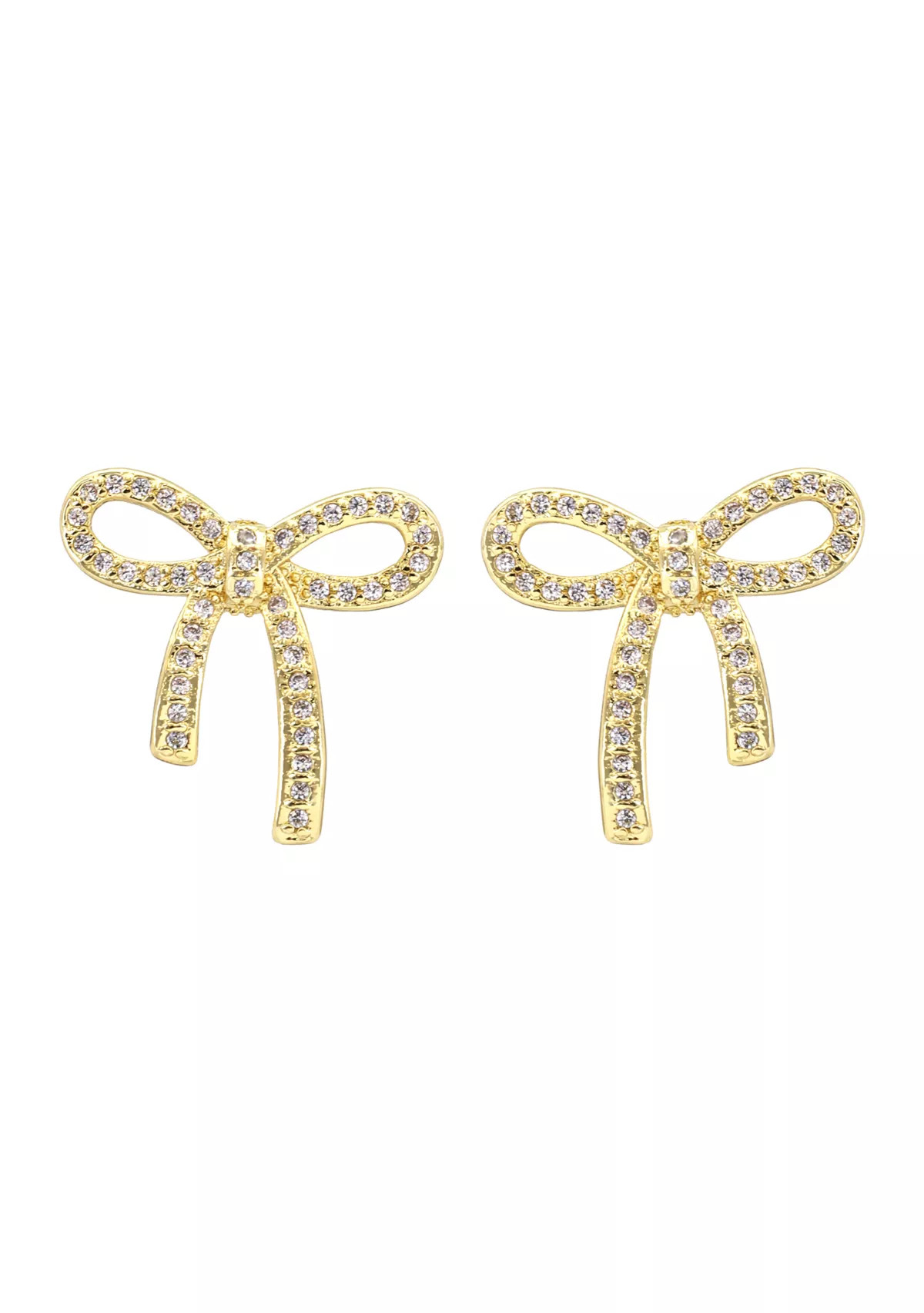 BelkGold Plated Crystal Bow Stud Earrings | Belk