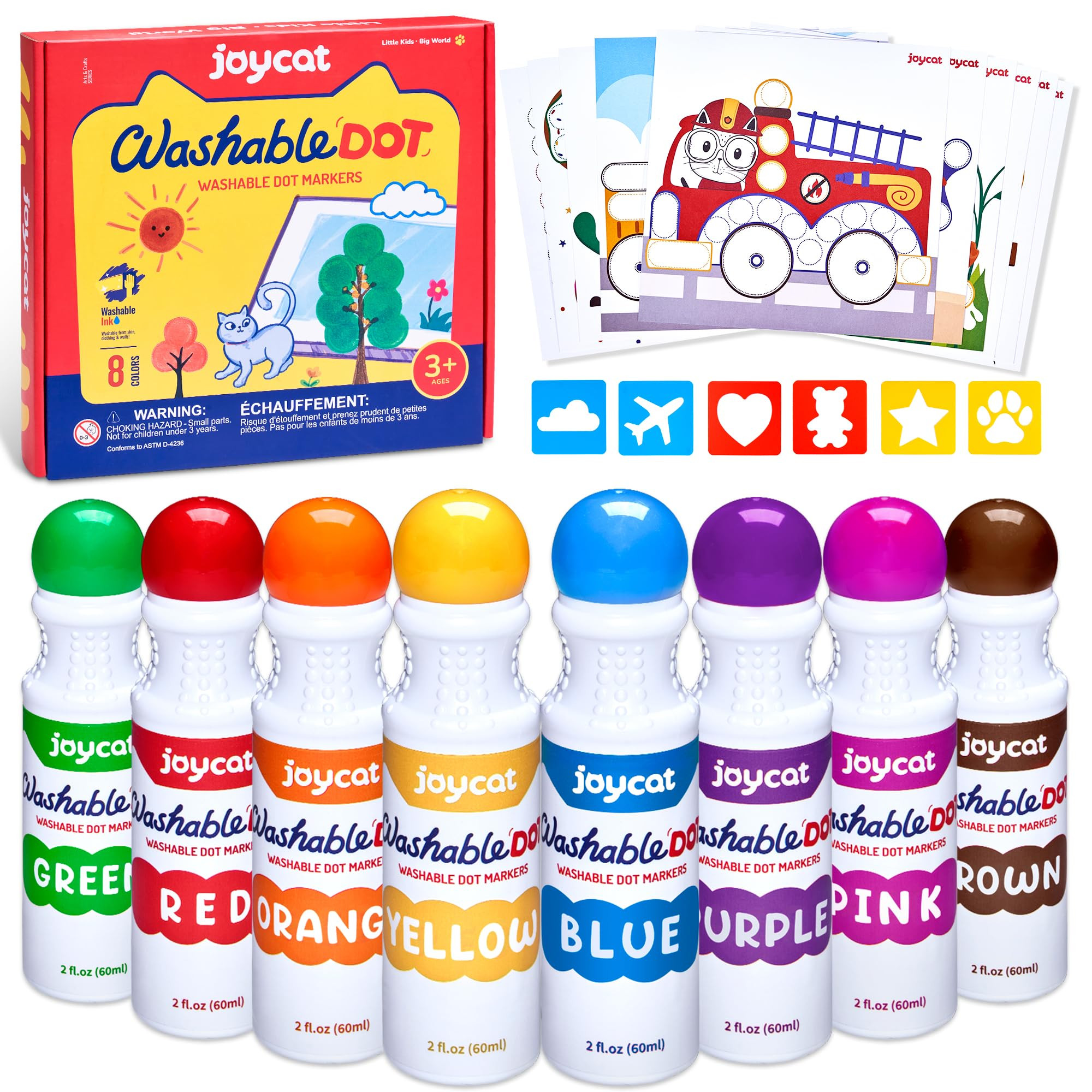 Washable Dot Markers for Kids,8 Colors 2.1 fl.oz Non Toxic Dot Paint Markers with 123 PDF &10 Phy... | Amazon (US)