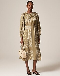 Drapey tie-waist dress in bandana print | J. Crew US