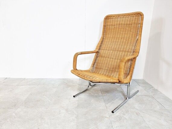 Mid-century Wicker Lounge Chair by Dirk Vansliedrecht - Etsy | Etsy (US)