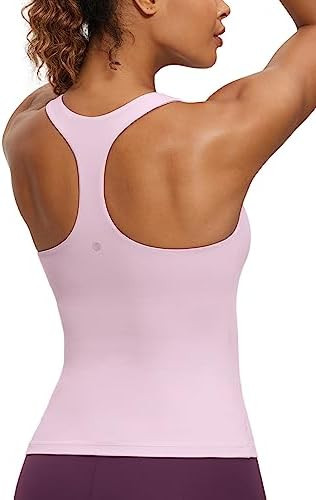 CRZ YOGA Butterluxe Workout Racerback Tank Tops for Women - Padded Athletic Spandex Yoga Shirts w... | Amazon (US)