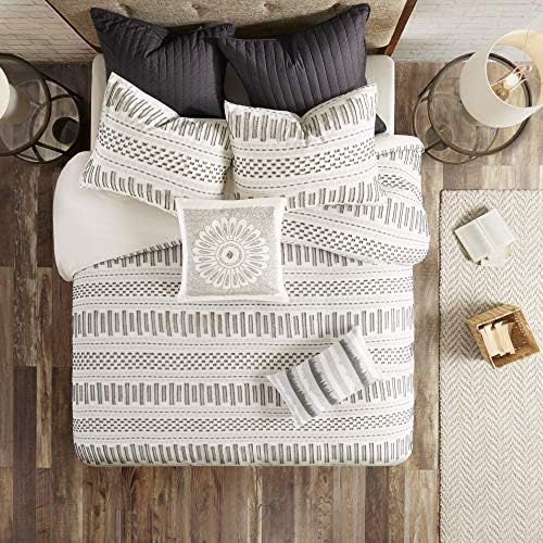 INK+IVY Rhea 100% Cotton Comforter, Clipped Jacquard Stripes Modern Luxe All Season Down Alternat... | Amazon (US)